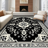 Tile Motif Slip Resistant Flooring with Adhesive Support (Black)