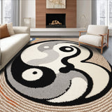 Ultra Soft Area Rug, Non Slip, Stain Resistant, Washable Area Rugs for Living Room, Bedroom, Trippy Yin Yang(Gray)