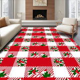 Holiday Buffalo Check Featuring Festive Seasonal Motifs(Red)