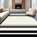 Classic Two Tone Band Design Floor Covering With Minimalist Linear Aesthetic(Beige)