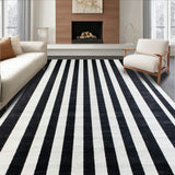 Elegant Black and White Stripe Floor Covering(Black)