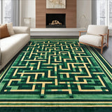 Emerald Maze Interlocking with Subtle Gold Highlights(Green)