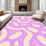 Minimal Abstract Mosaic Featuring Interlocking Ovals and Pastel Blends(Beige)