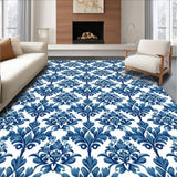 Ultra Soft Area Rug, Non Slip, Stain Resistant, Washable Area Rugs for Living Room, Bedroom, High-Low Floral Outdoor(Blue)