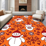 Festive Snowman Gathering with Glitter Snowflake Motifs and Cheerful(Orange)