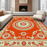 Tapestry with Stylized Lotus and Curved Florals (Orange) - ODIKA
