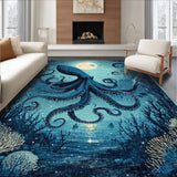 Deep Sea Kraken Nautical With Tentacle Design Maritime Ocean Theme(Blue)