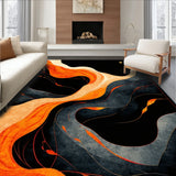 Lava Flow Designer Area Rug with Dramatic Swirling Pattern Elements(Orange)