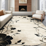 Elegant Black and Beige Abstract Flower(Beige)