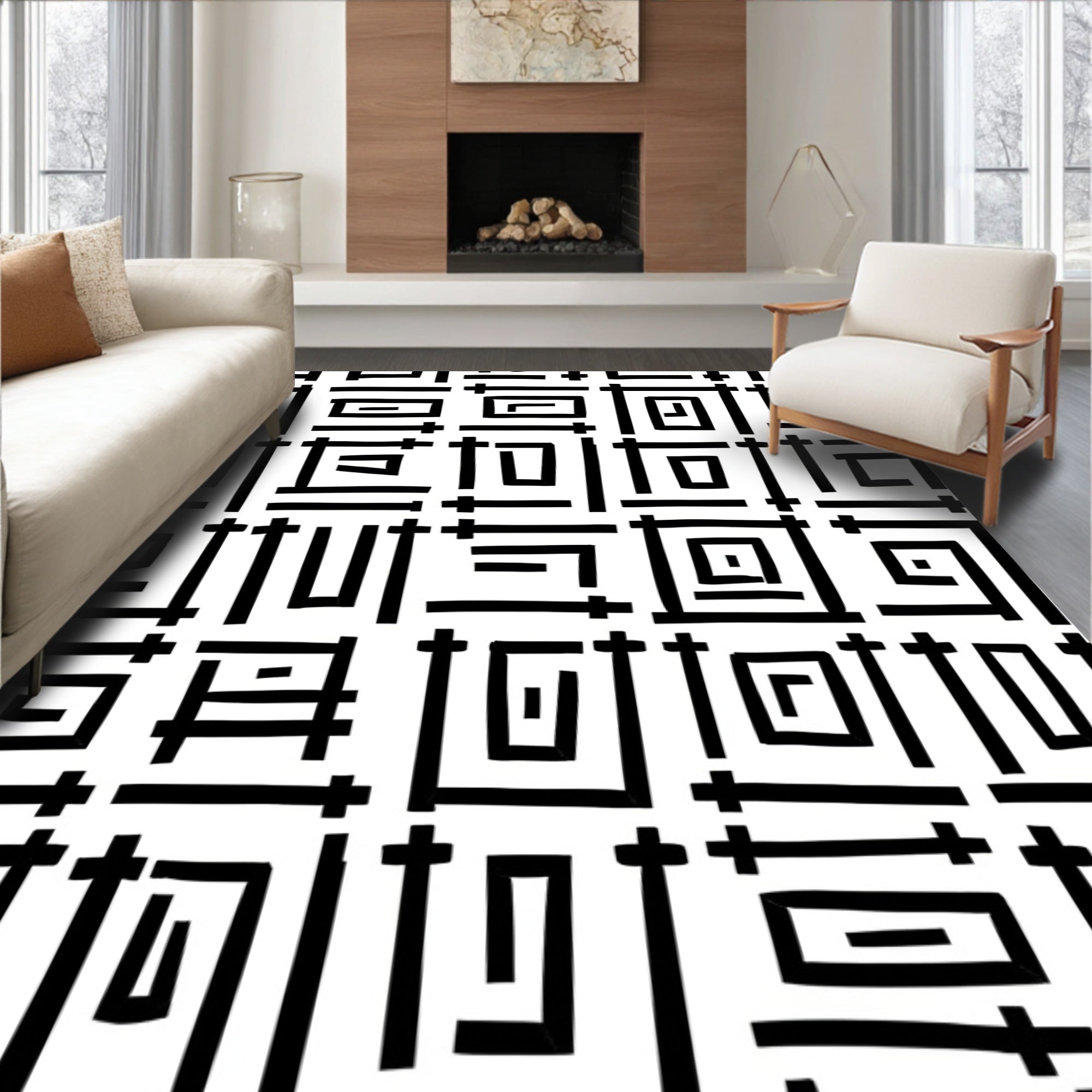 Interlocking Tiled Maze with Modern Minimalist Flair (Black) - ODIKA