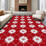 Scandinavian Folk Art Inspired Festive Motifs with Stylized Snow Blossoms(Red)