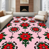 Poinsettia Blossom Damask Low Pile Christmas(Pink)