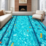 Ultra Soft Area Rug, Non Slip, Stain Resistant, Washable Area Rugs for Living Room, Bedroom, Swimming Pool Print Shaggy(Blue)