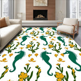 Tropical Seahorse Garden Blooming Among Seaweed Forest Design(Green)