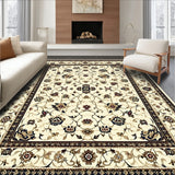 Timeless Oriental Inspired Non Slip Low Pile Area Beige(Beige)