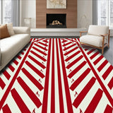 Bold Interlocking Chevron Stripes With Subtle Embellishments(Red)