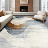 Elegant Distressed Area Rug with Abstract Swirl Design in Neutral Tones(Gray)