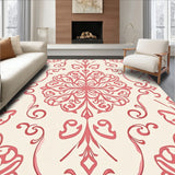 Abstract Ornamental Motif with Swirling Filigree and Gentle Weathered Effects(Pink)