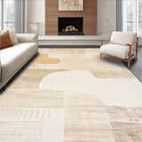 Artisan Crafted Area Beige and Cream Abstract Motif(Beige)