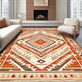 Southwestern Terracotta & Beige Diamond Area(Brown)