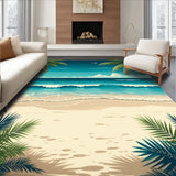 Tropical Coconut Palm Beach Sea Water Natural Scenery Floor Mat(Blue)