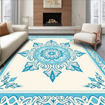 Whimsical Starburst Elegant Swirl Trellis Medallion Nouveau Floral (Blue) - ODIKA