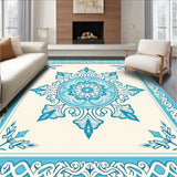 Whimsical Starburst Elegant Swirl Trellis Medallion Nouveau Floral (Blue) - ODIKA