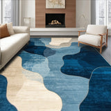 Chateau Collection Serene Horizon Area Dark Blue Beige Abstract Design(Blue)