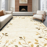 Floral Boho Chic Area with Elegant Beige and Khaki Leaf Motifs for Entryway(Beige)
