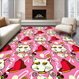 Whimsical Christmas Cat Expression with Interlocking Cane and Bell Designs(Pink)