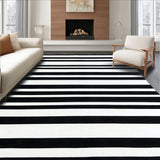 Retro Black & White Striped Modern Geometric Area(Black)