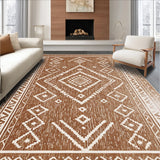 Ultra Soft Area Rug, Non Slip, Stain Resistant, Washable Area Rugs for Living Room, Bedroom, Machine Washable Farmhouse Bedroom Low Pile Rug(Brown)