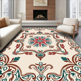 Retro Floral Medallion with Interlocking Vine Filigree(Ivory)