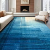 Cerulean Echo Aqua Haze Subtle Stripe Floor Art(Blue)