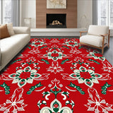 Festive Holly Berry Medallion Design Floor(Red)