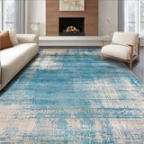 Abstract Distressed Area Over Dyed Vintage Beige Blue(Blue)