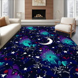 Celestial Nightscape Featuring Twinkling Stars and Moon Motif(Blue)
