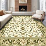 Sophisticated Olive Area with Detailed Scrollwork and Floral Motifs(Beige)