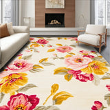 Beige Spring Bloom Entryway Area Vibrant Flower Design(Ivory)