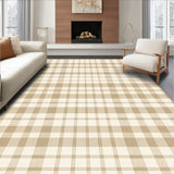 Heritage Beige Checker Area Eclectic Retro Geometric Design(Beige)