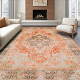 Distressed Terracotta Beige Medallion Style(Orange)