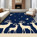 Festive Reindeer Throw with Starry Night Design(Ivory)