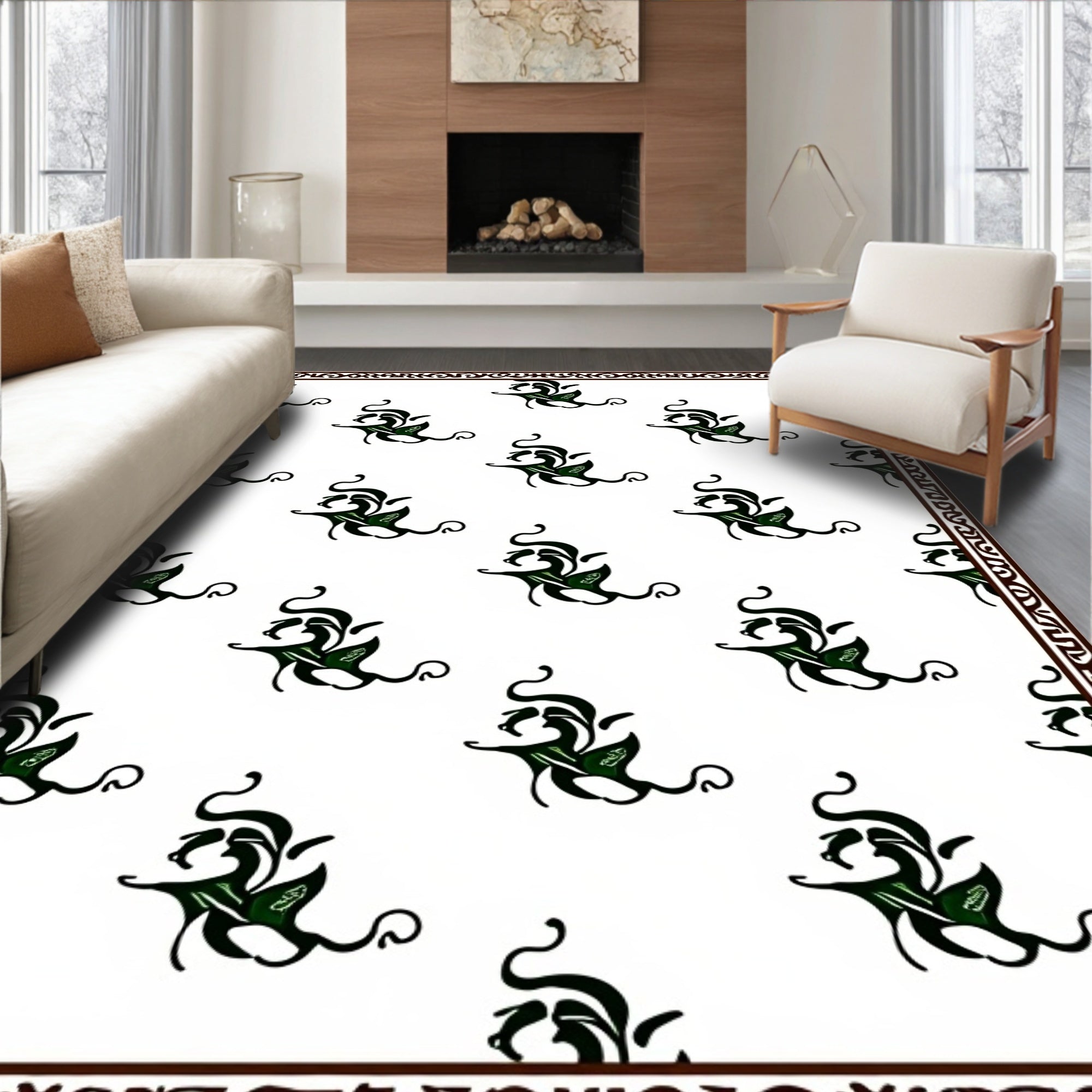 Damask Scroll Work Decorative with Baroque Inspired Details (Brown) - ODIKA