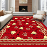Festive Jingle Bell Cascade Half Moon Doormat with Ornate Holiday Motifs(Red)