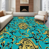 Elegant Swirling Marble Fish Medallion Motif(Turquoise)