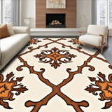 Elegant Damask Scrollwork Traditional Faded Motif(Beige)