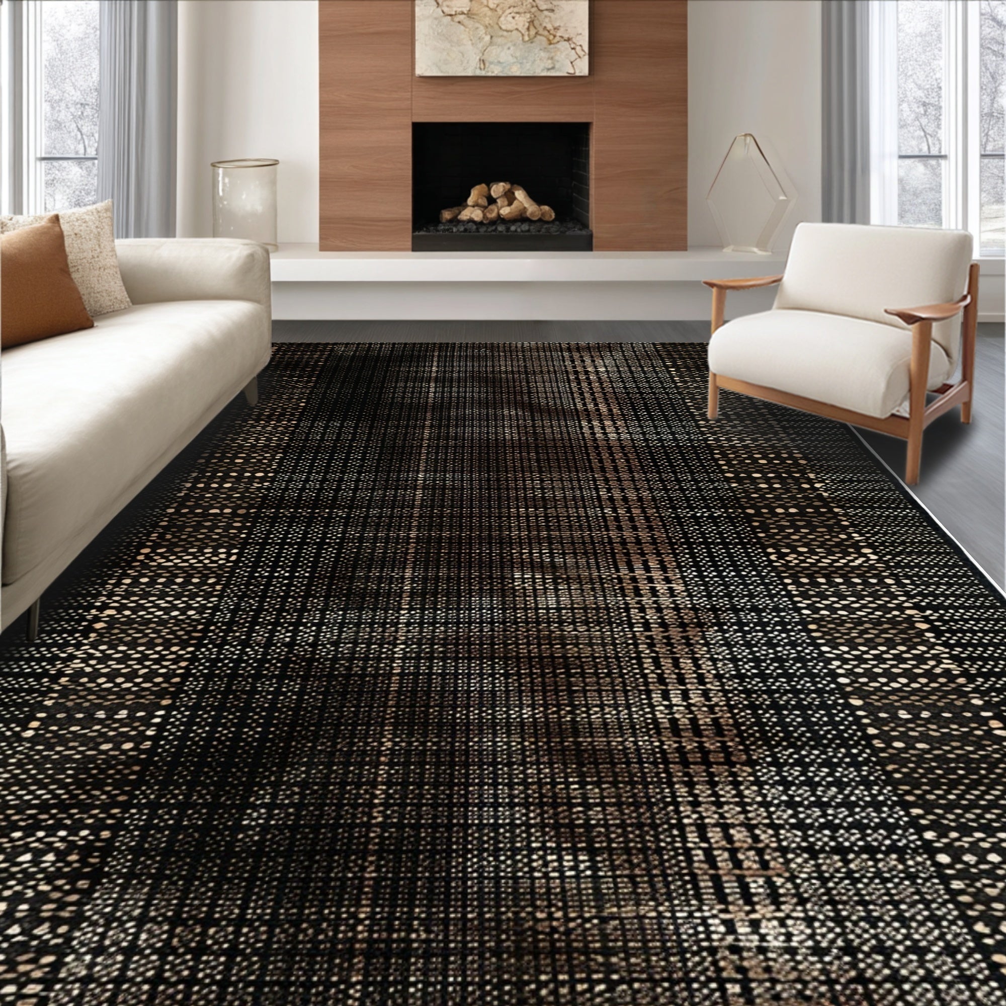 Ultra Soft Area Rug, Non Slip, Stain Resistant, Washable Area Rugs for Living Room, Bedroom, Leopard Design Pet-Friendly Bedroom Area Rug(Beige)