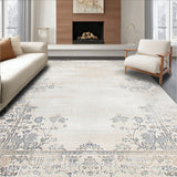 Boho Elegance Area Showcasing Distressed Damask and Ornamental Details(Beige)