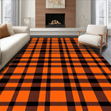 Festive Autumn Interlocking Tartan Design with Crisp Stripes(Orange)