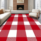 Yuletide Buffalo Check Doormat with Traditional Cabin Style Motifs(Red)